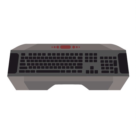 Computer keyboard vector flat icon. Computer keyboard alphabet device isolated on white. Business technology equipment communication button information work.のイラスト素材
