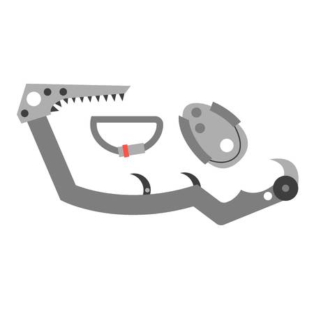 Attributes equipment for climbing. Sport competitions of championship. Climbing school risk man high challenge and training center mountain adventure sport.のイラスト素材