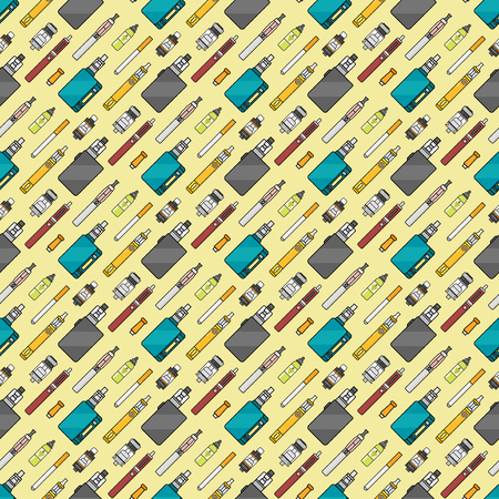 Vape device vector set cigarette vaporizer. Vapor juice vape bottle flavor illustration battery coil. vapor trend new culture electronic nicotine liquid. Smoking vaping set atomizer device eliquid.のイラスト素材