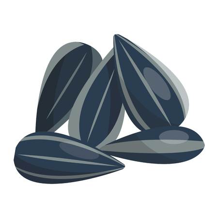 Sesame seeds on white background. Natural healthy spice dry heap condiment asian grain. Fresh agriculture cooking organic nutritious vector illustration.のイラスト素材