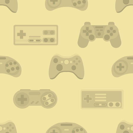 Gamepad colorful seamless pattern. Gamer controller background. Vector graphic texture button computer game console. Wireless entertainment joystick technology.のイラスト素材