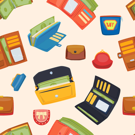 Open purse leather wallet with money shopping money backgroundのイラスト素材