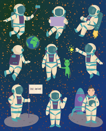 Vector astronaut character pose.のイラスト素材