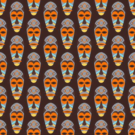 African mask vector seamless pattern.のイラスト素材