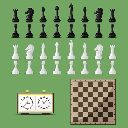 Chess board and chessmen vector.のイラスト素材