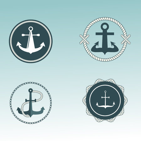Anchor nautical symbols vector badges.のイラスト素材