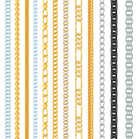 Different chains link isolated on whiteのイラスト素材