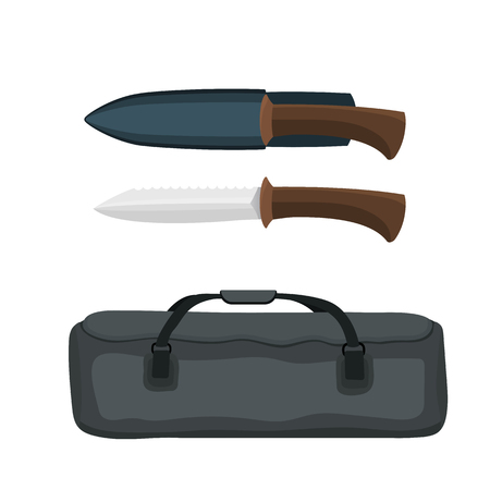 Beautiful hunting knife with big bag vector illustration.のイラスト素材
