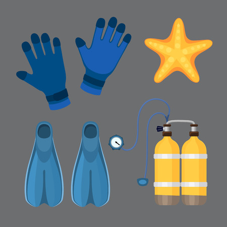 Diving suit scuba underwater equipment vector illustration.のイラスト素材