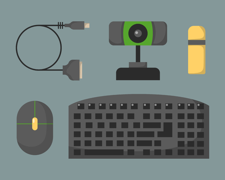 Computer keyboard flat icon alphabet device isolated business technology equipment communication  information work vector illustration.のイラスト素材