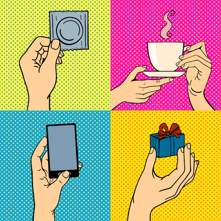 Pop art hands vector illustration.のイラスト素材