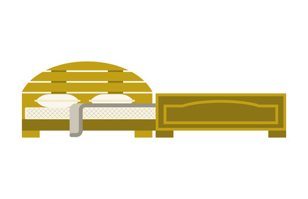 Exclusive sleeping furniture design bedroom fashion bed and interior room comfortable home relaxation apartment decor illustration.のイラスト素材