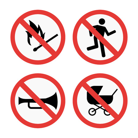 Prohibition signs set safety information vector illustration.のイラスト素材