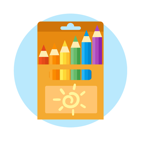 Colored engineering office and pencils vector illustration simple equipment school supplies subject secretarial tools pastel vertical color education sign.のイラスト素材