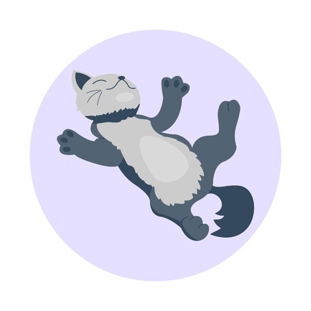 Cat breed cute kitten gray pet portraitのイラスト素材