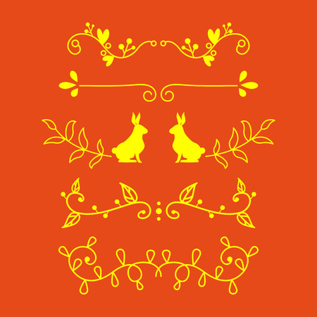 Collection of vector dividers calligraphic style vintage border frame design decorative illustration element.のイラスト素材