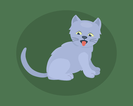 Cat breed cute kitten gray pet portraitのイラスト素材
