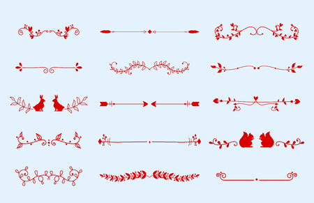 Collection of vector dividers calligraphic style vintage border frame design decorative illustration element.のイラスト素材