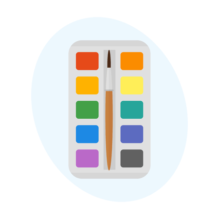 Multicolor watercolour paint box vector illustration drawing containerのイラスト素材