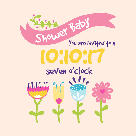 Baby shower badge happy mothers day insignias logotype sticker stamp icon frame and card design doodle vintage hand drawn element vector illustration.のイラスト素材