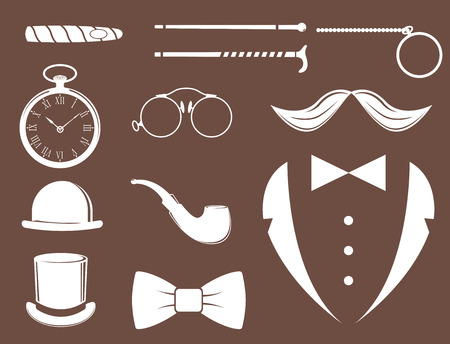 Vintage style design hipster gentleman vector illustration white silhouette design mustache element.のイラスト素材