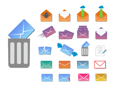 Email envelope cover icons communication and office correspondence blank cover address design paper empty card business writing messageのイラスト素材