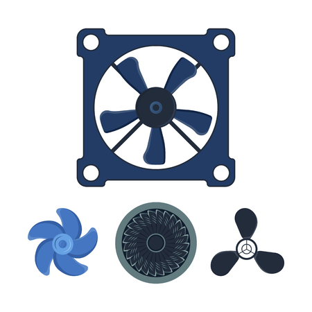 Propeller fan vector wind ventilator equipment air blower cooler rotation technology power circle.のイラスト素材