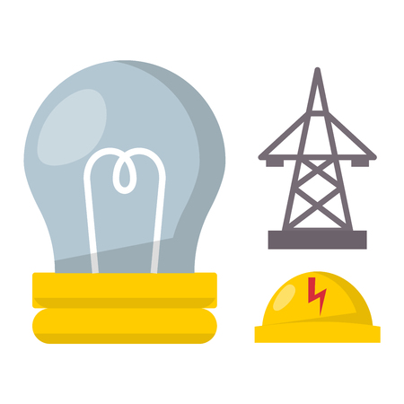 Cartoon lamp light bulb design flat vector illustration electric idea bright graphic solution concept.のイラスト素材