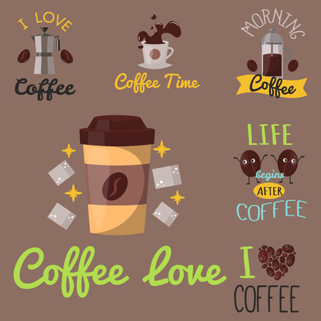 Coffee badge food design hand drawn calligraphic lettering restaurant sticker vector illustration.のイラスト素材