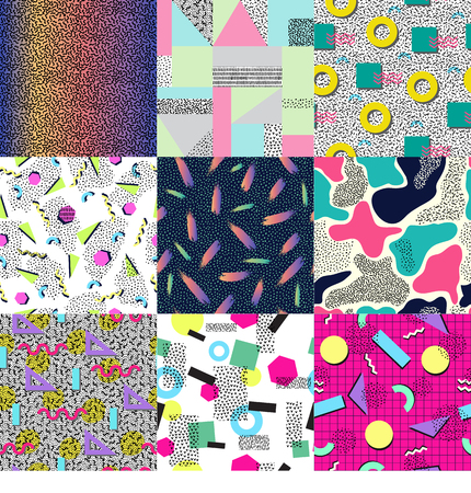 Universal memphis 80-90 seamless pattern endless abstract textures geometric ornament background...