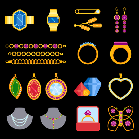 Traditional golden jewellery bangles diamond luxury necklace precious jewelery vector illustrationのイラスト素材