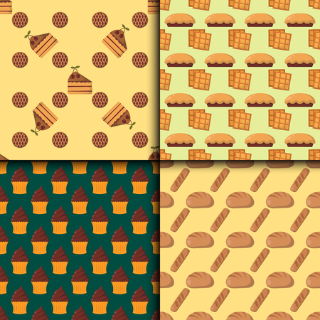 Cookie cakes seamless pattern tasty snack delicious chocolate homemade pastry biscuit vector illustrationのイラスト素材