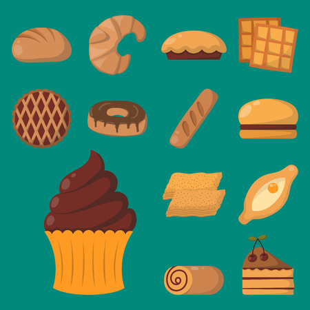 Cookie cakes isolated tasty snack delicious chocolate homemade pastry biscuit vector illustrationのイラスト素材