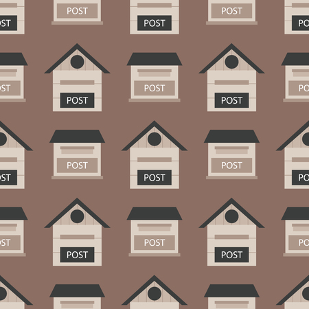 Beautiful rural curbside seamless pattern postal mailboxes with semaphore flag postbox vector illustrationのイラスト素材