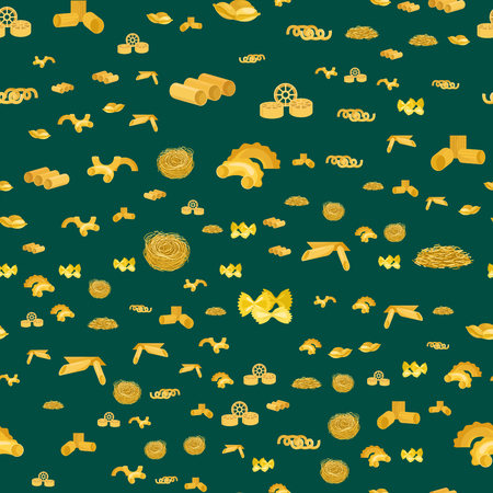 Pasta whole wheat seamless pattern corn rice noodles organic food macaroni background nutrition dinner products vector illustrationのイラスト素材