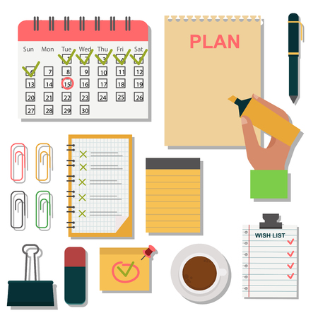 Vector notebook agenda business note plan work reminder planner organizer illustration.のイラスト素材