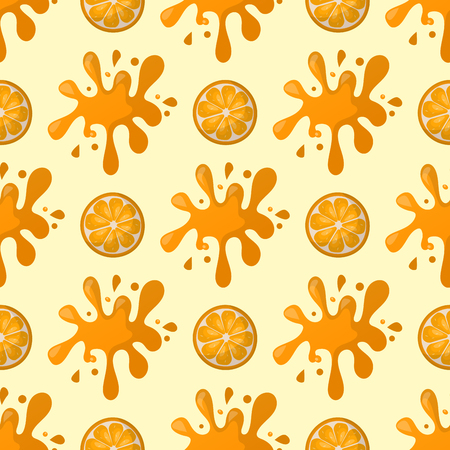 Ripe orange products fruits seamless pattern citrus slices sweet food realistic organic vector illustration.のイラスト素材