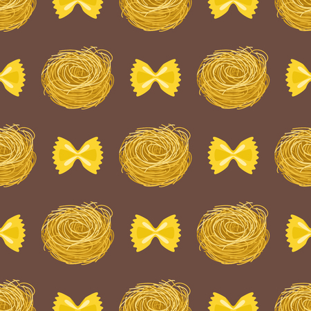 Pasta whole wheat seamless pattern corn rice noodles organic food macaroni background nutrition dinner products vector illustrationのイラスト素材