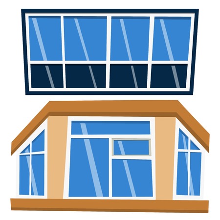 Different types of house elements flat style frames construction decoration apartment vector illustration.のイラスト素材
