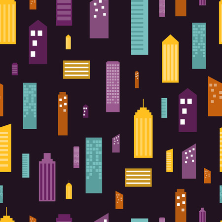 Historical city modern house building front face facade vector seamless pattern backgroundのイラスト素材