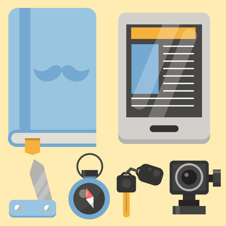 Vintage styled design hipster icons vector signs and symbols templates gadgets element and other things illustration.のイラスト素材
