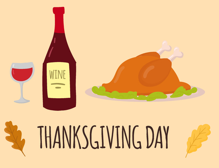 Happy thanksgiving day turkey design holiday fresh food harvest bird autumn season vector illustrationのイラスト素材