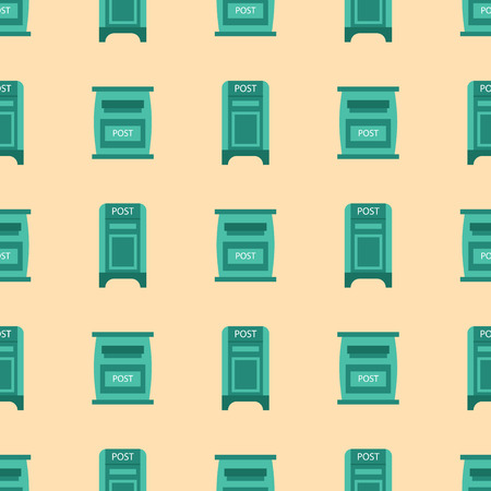 Beautiful rural curbside seamless pattern postal mailboxes with semaphore flag postbox vector illustrationのイラスト素材