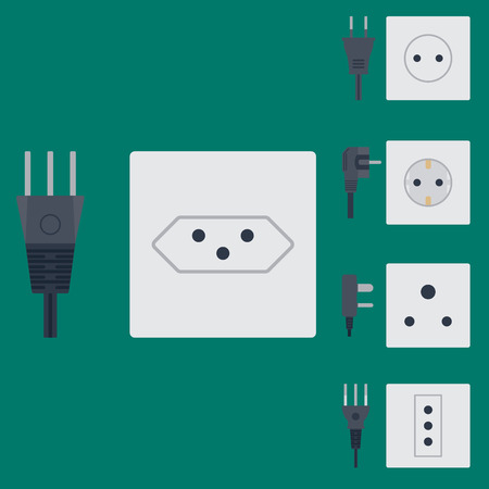 Electric outlet vector illustration energy socket electrical outlets plugs european appliance interior icon.のイラスト素材