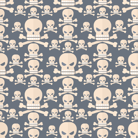 Skull face character scary holiday design ghost fantasy background vector seamless patternのイラスト素材