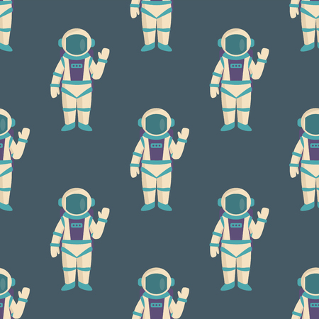 Vector astronauts in space seamless pattern character and having fun spaceman galaxy atmosphere system fantasy traveler man.のイラスト素材