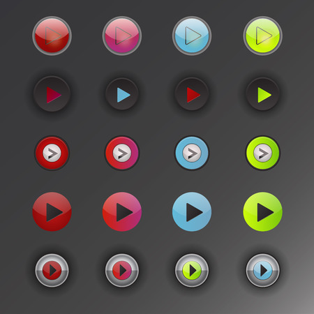 UI interface button play media internet website element online player mark click vector illustration.のイラスト素材