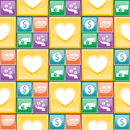 Colorful website donate buttons seamless pattern design vector illustration glossy internet confirm template banner. Rounded blank menu reflection business navigation download interface.のイラスト素材