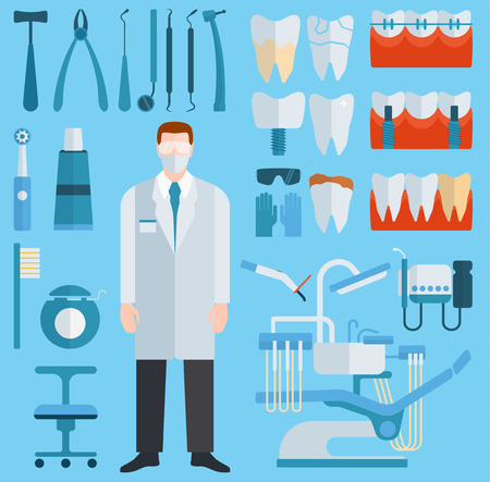 Dentist and stomatology equipment vector illustration.のイラスト素材