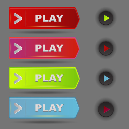 UI interface button play media internet website element online player mark click vector illustration.のイラスト素材